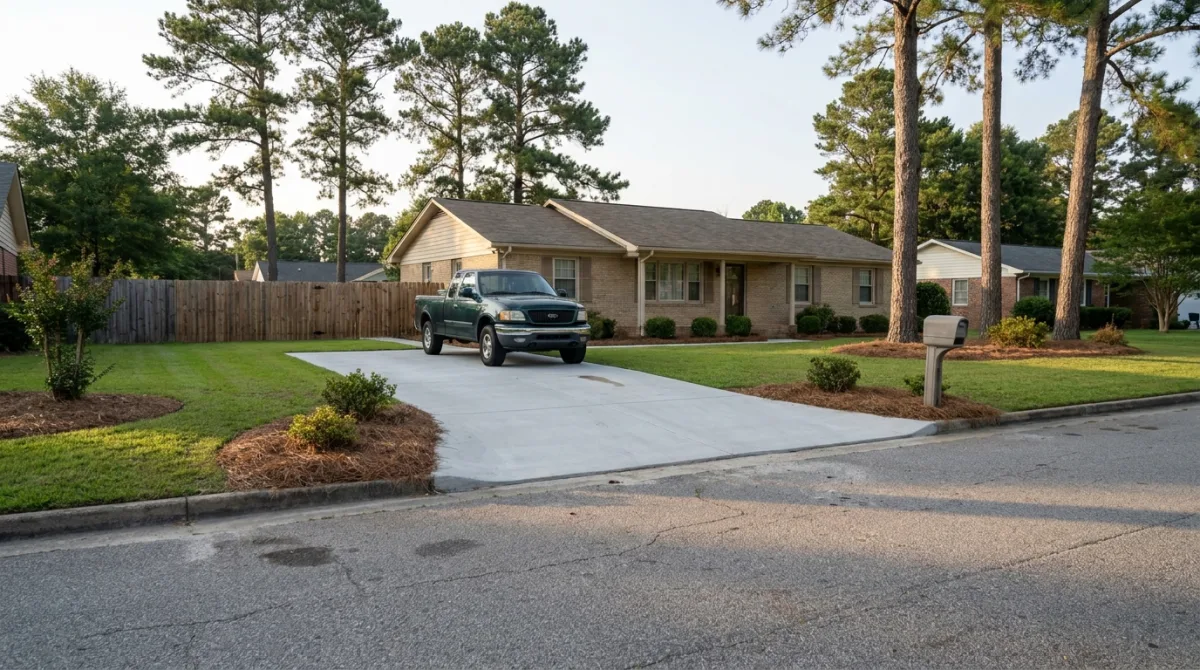 New driveway installation in Fayetteville neighborhood
