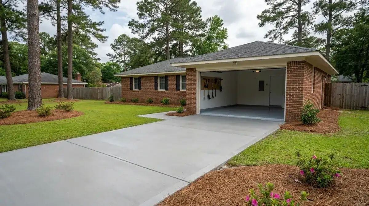 Concrete garage slab in the Fayetteville area