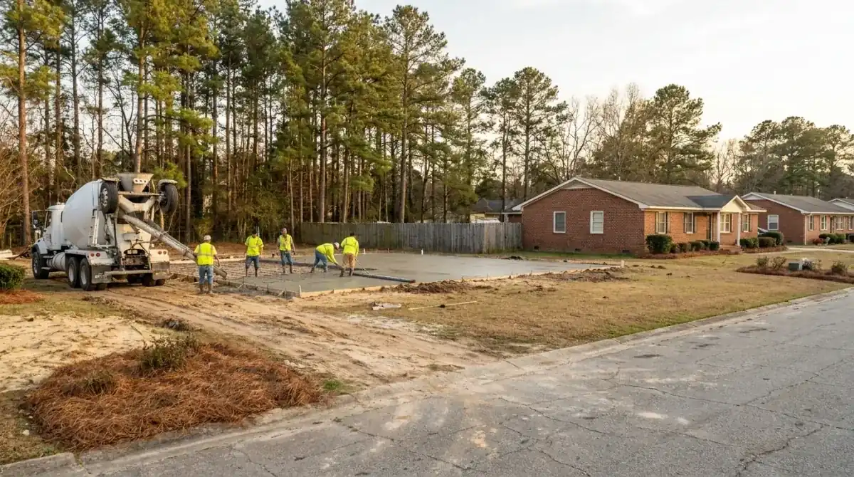 Concrete slab pour in Cumberland County
