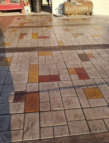 stained and stamped concrete driveway in fayetteville, nc